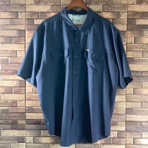 Orvis Classic Collection - Navy blue heather short sleeve button front shirt XXL